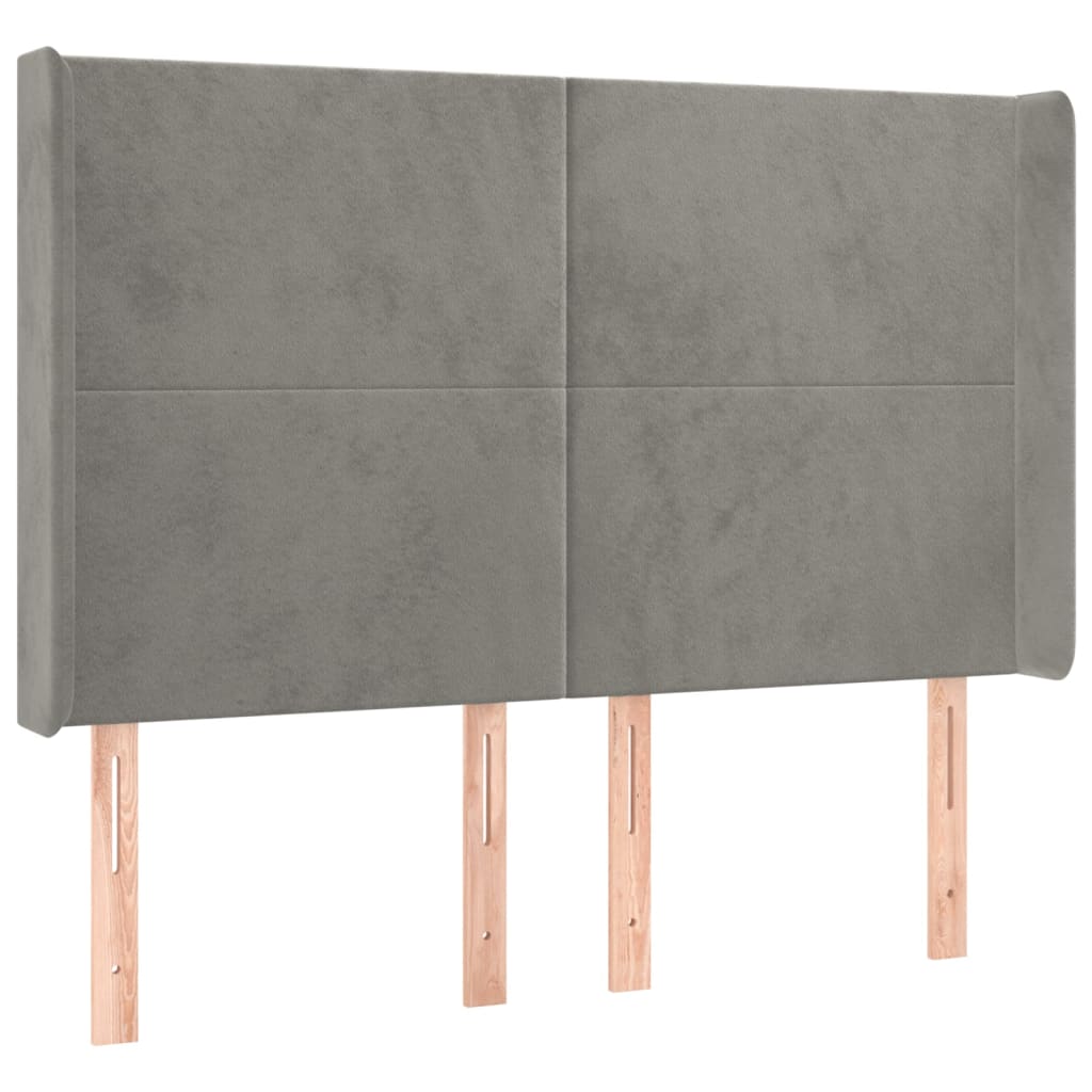 Krevet box spring s madracem LED svjetlosivi 140x190 cm baršun