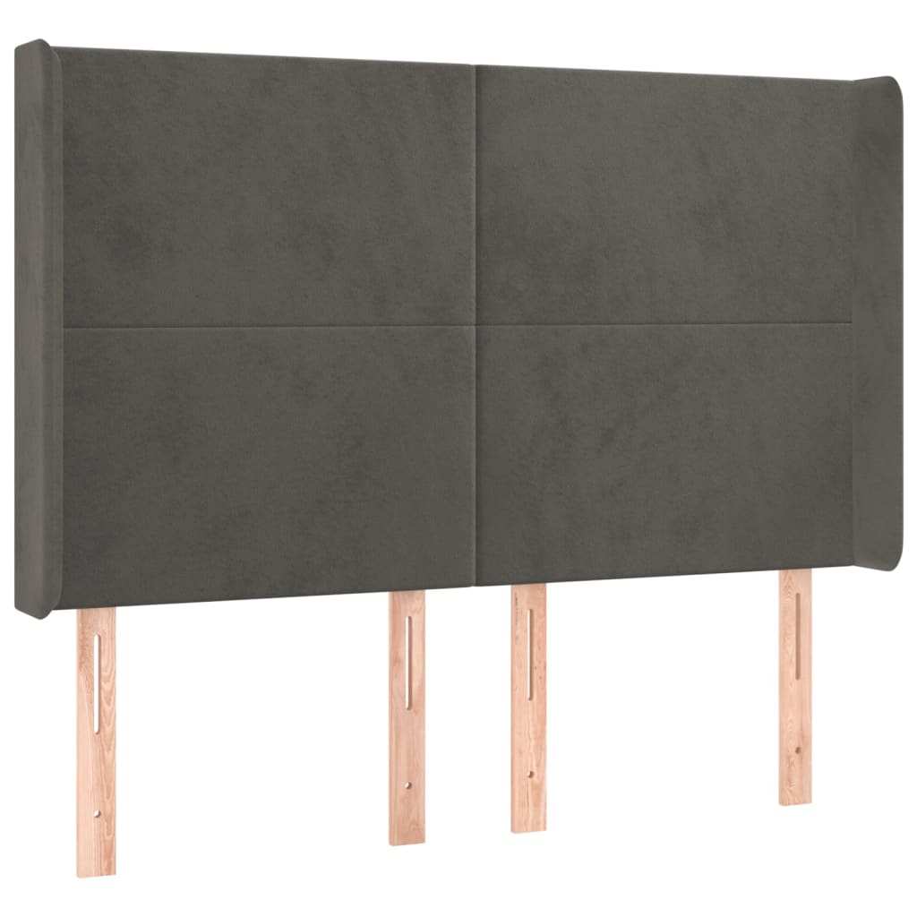 Krevet box spring s madracem LED tamnosivi 140x190 cm baršun