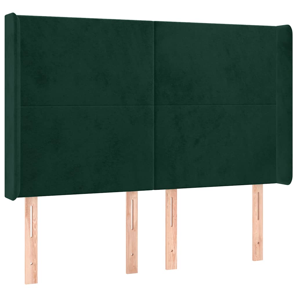 Krevet box spring s madracem LED tamnozeleni 140x190 cm baršun