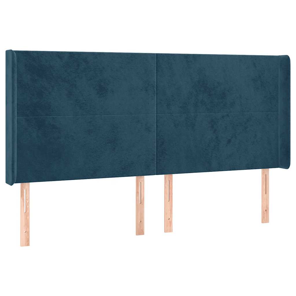 Krevet box spring s madracem LED tamnoplavi 180x200 cm baršun