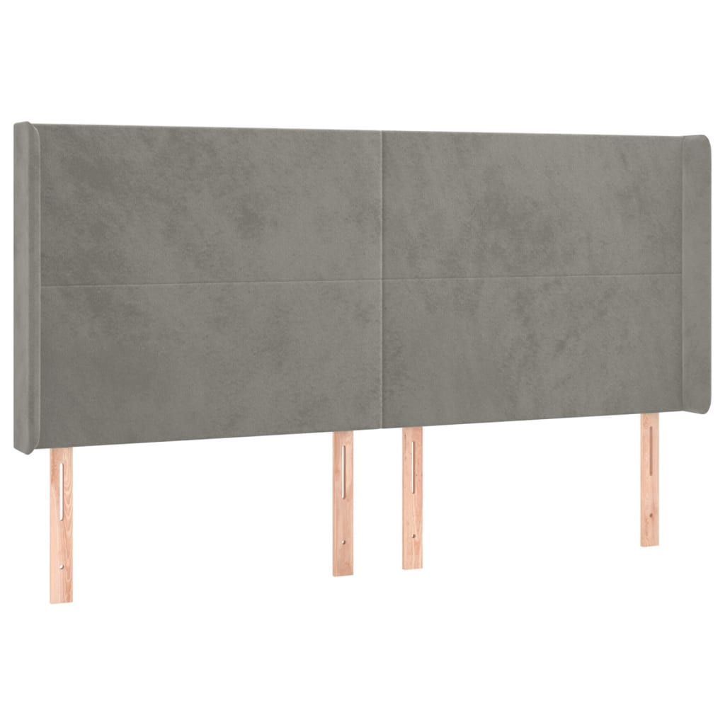 Krevet box spring s madracem LED svjetlosivi 200x200 cm baršun