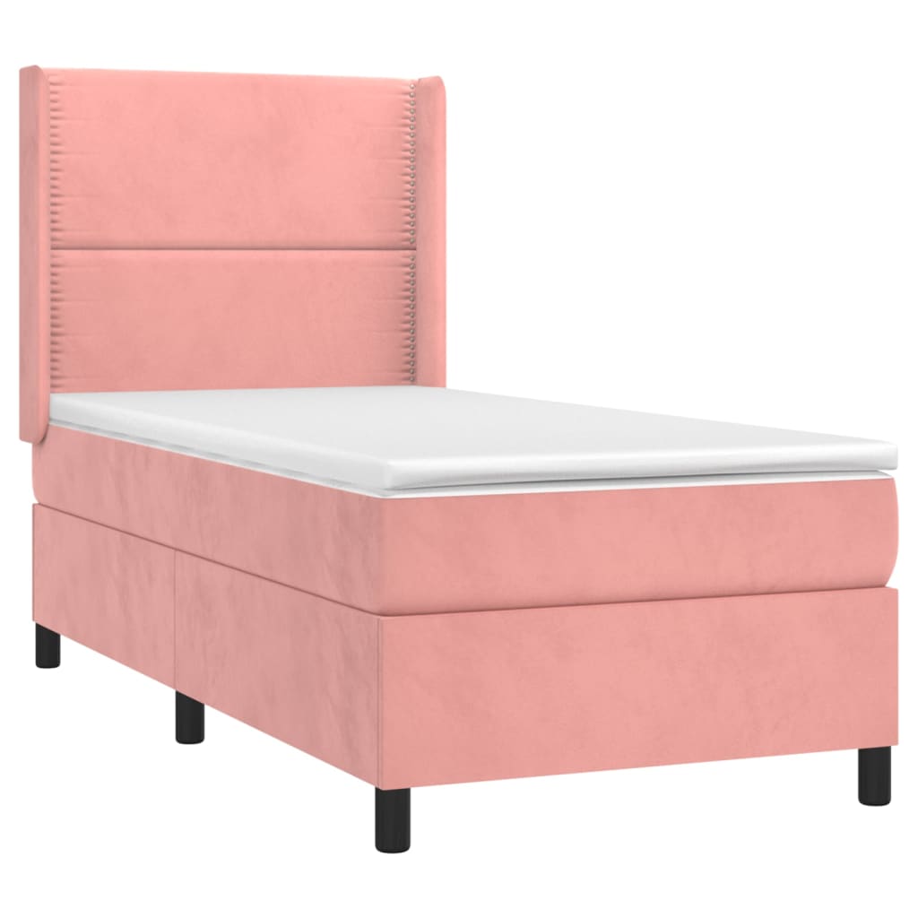 Krevet box spring s madracem LED ružičasti 80x200 cm baršunasti