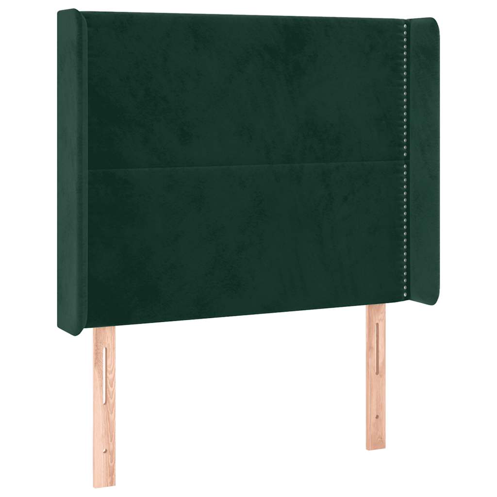 Krevet box spring s madracem LED tamnozeleni 100x200 cm baršun