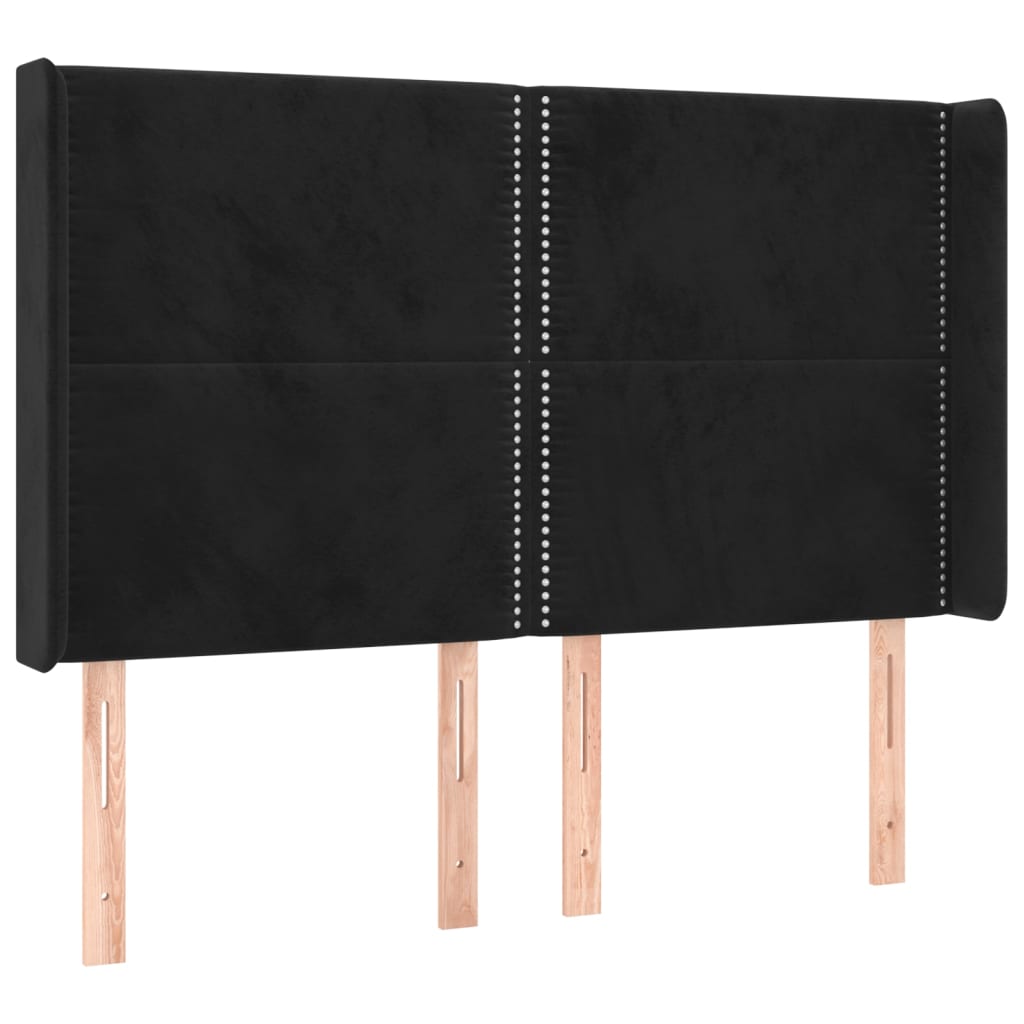 Krevet box spring s madracem LED crni 140x190 cm baršun