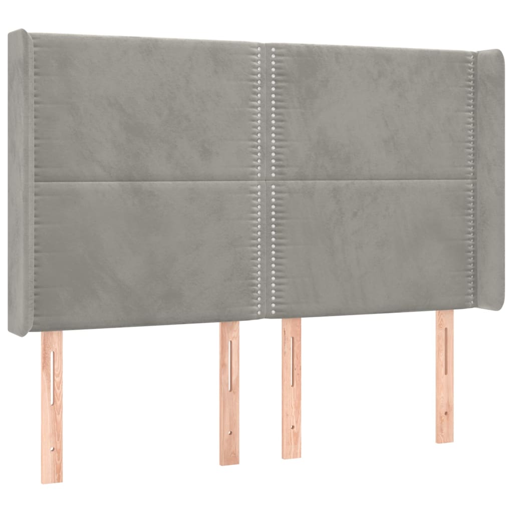 Krevet box spring s madracem LED svjetlosivi 140x200 cm baršun