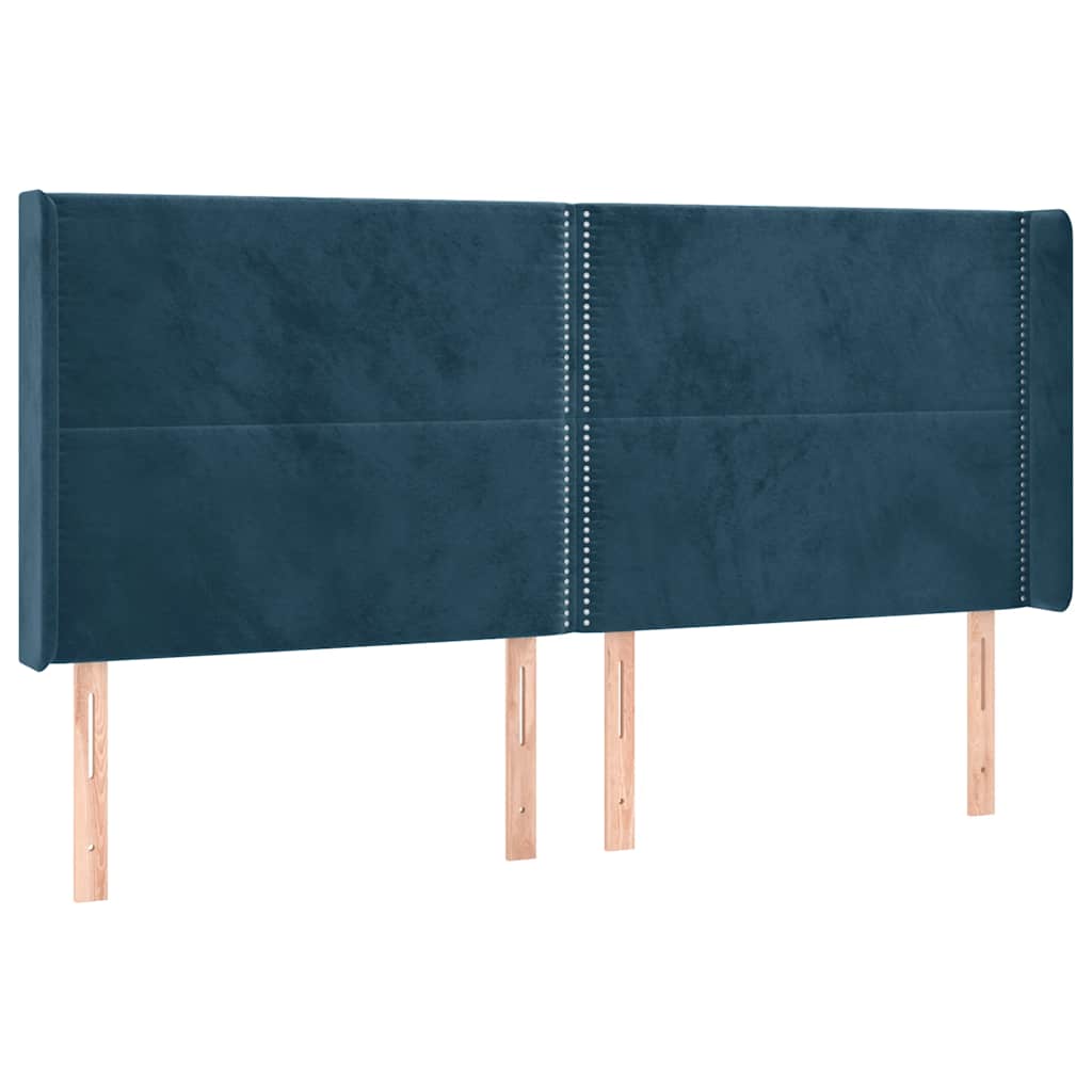 Krevet box spring s madracem LED tamnoplavi 160x200 cm baršun