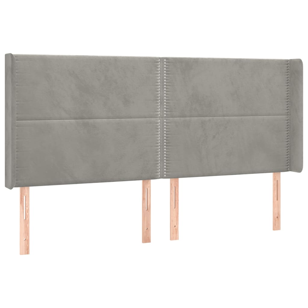 Krevet box spring s madracem LED svjetlosivi 200x200 cm baršun