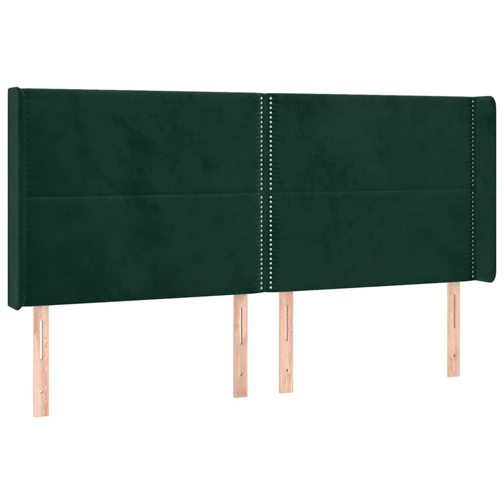 Krevet box spring s madracem LED tamnozeleni 200x200 cm baršun
