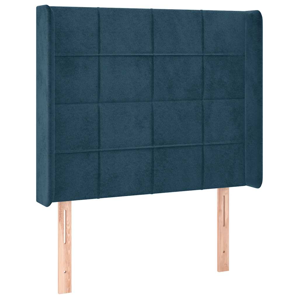 Krevet box spring s madracem LED tamnoplavi 80 x 200 cm baršun