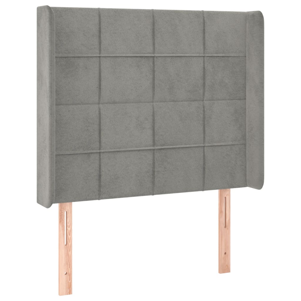 Krevet box spring s madracem LED svjetlosivi 90x190 cm baršun