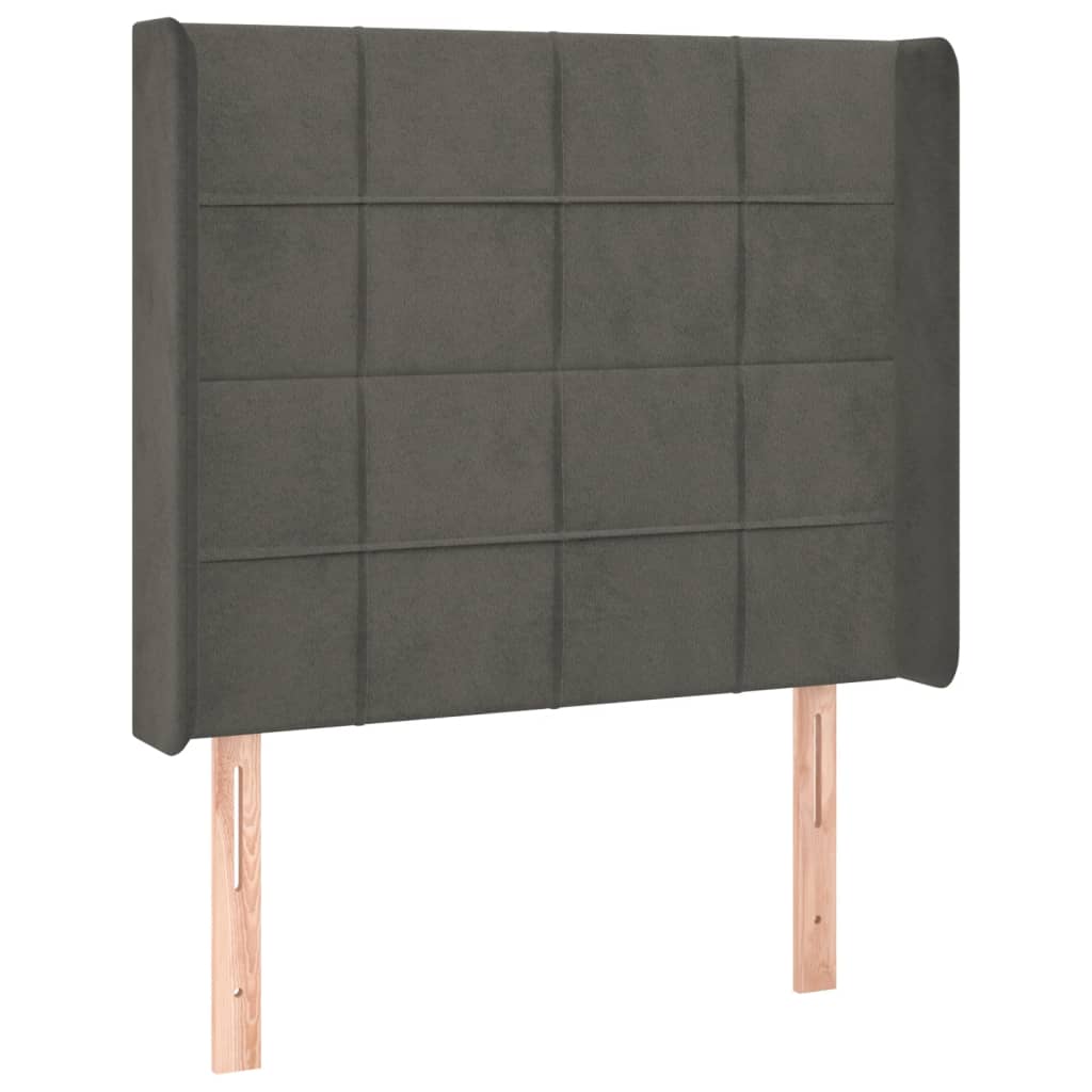 Krevet box spring s madracem LED tamnosivi 90x190 cm baršun