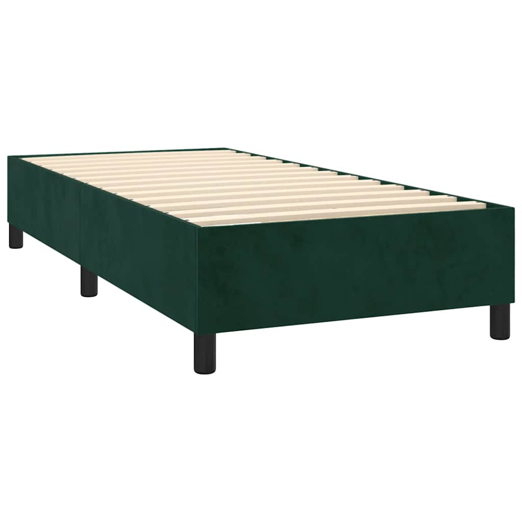 Krevet box spring s madracem LED tamnozeleni 90x190 cm baršun