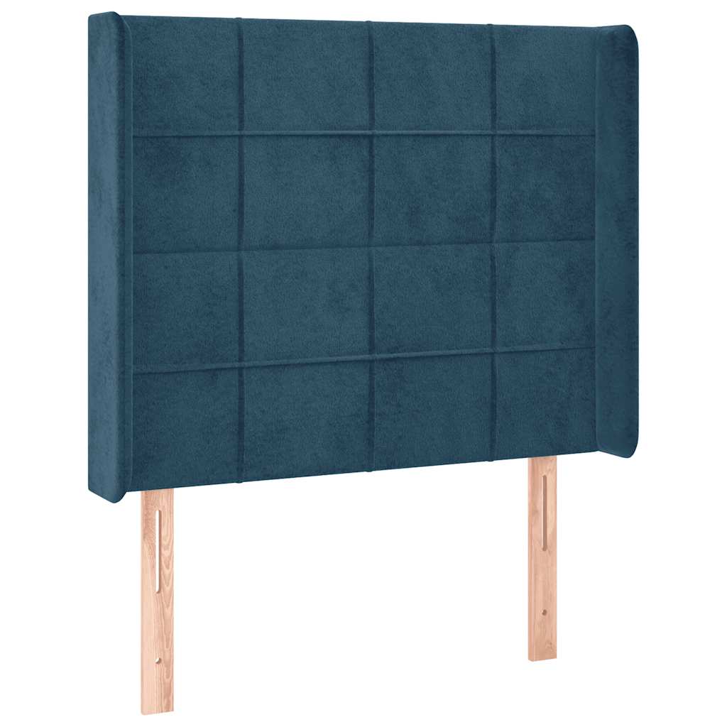 Krevet box spring s madracem LED tamnoplavi 90x190 cm baršun