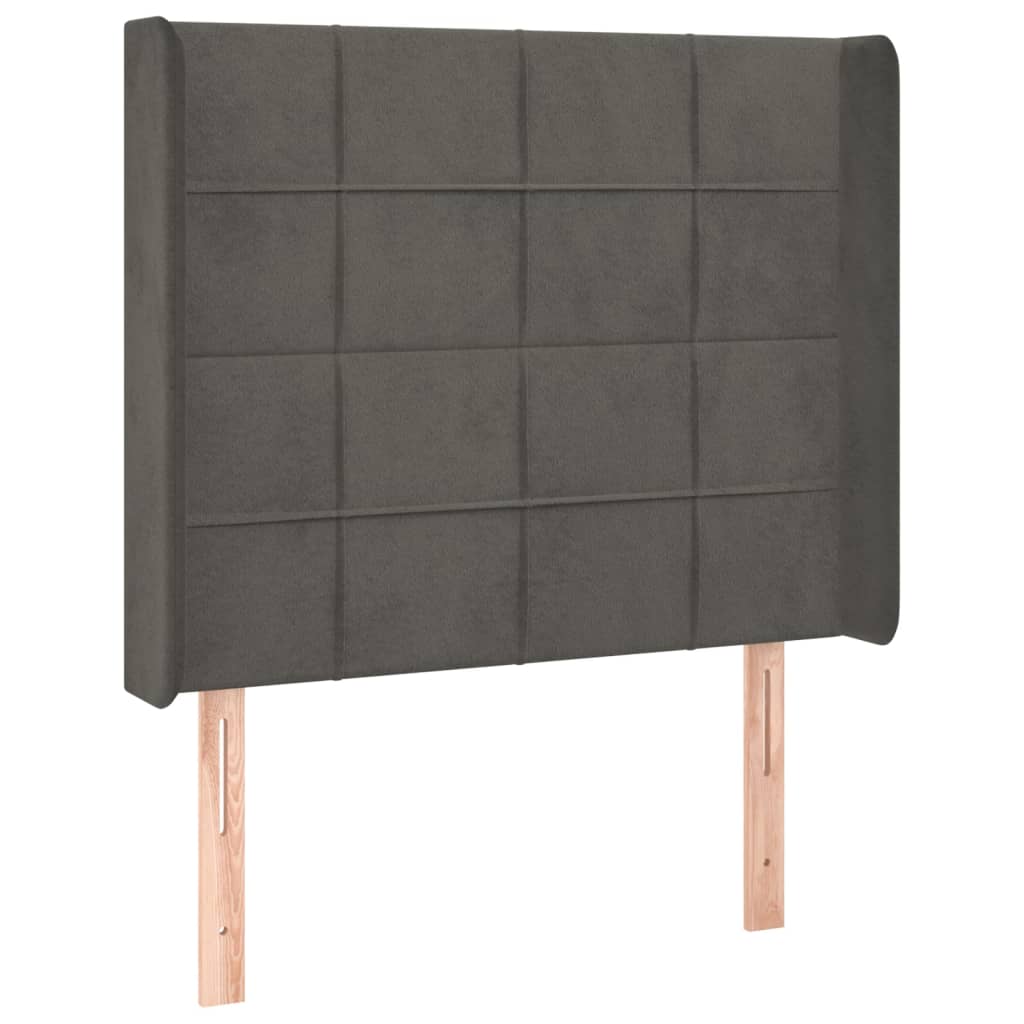 Krevet box spring s madracem LED tamnosivi 90x200 cm baršun