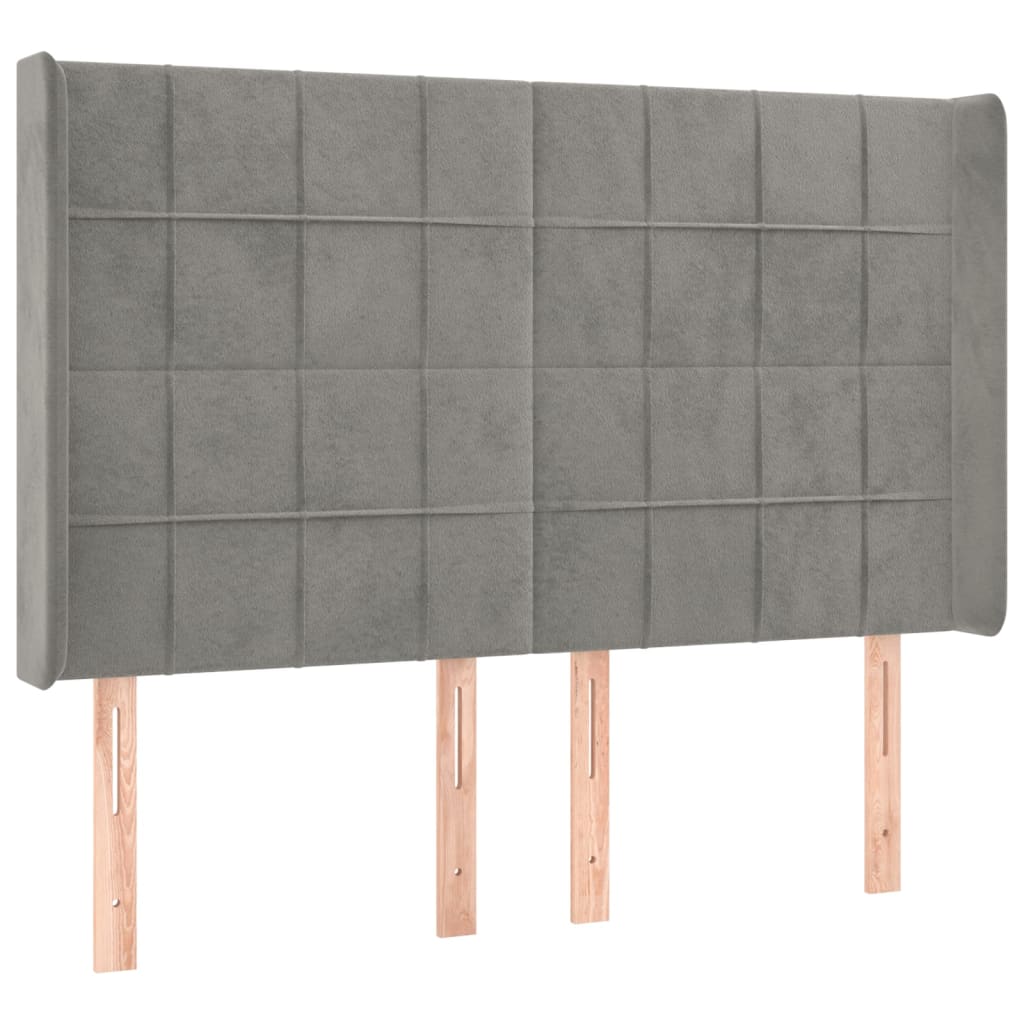 Krevet box spring s madracem LED svjetlosivi 140x190 cm baršun