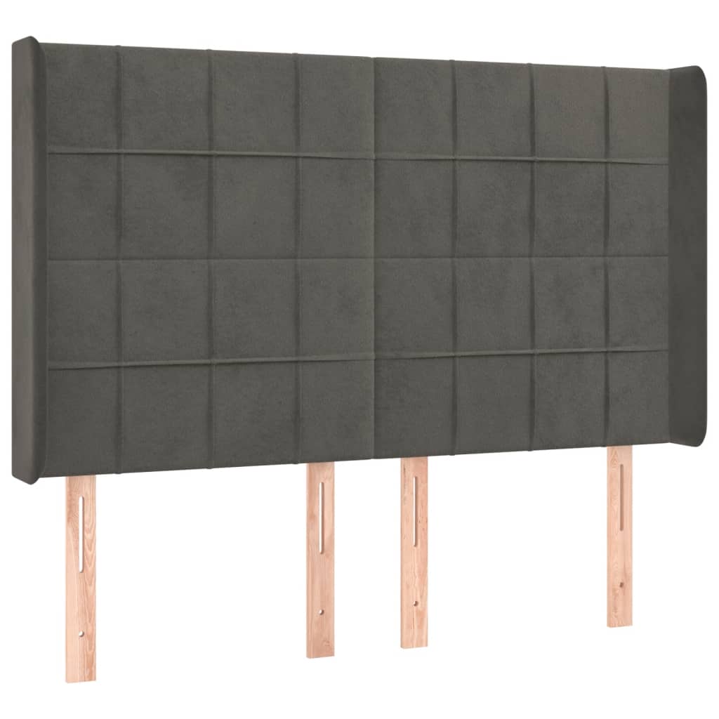 Krevet box spring s madracem LED tamnosivi 140x190 cm baršun