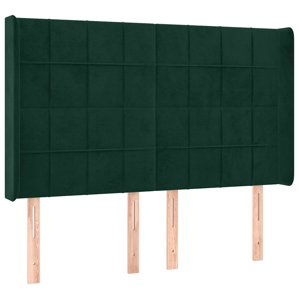 Krevet box spring s madracem LED tamnozeleni 140x190 cm baršun