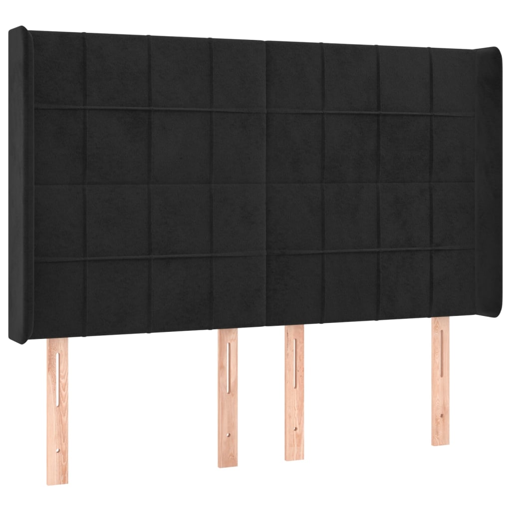 Krevet box spring s madracem LED crni 140x200 cm baršun