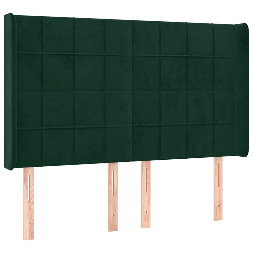 Krevet box spring s madracem LED tamnozeleni 140x200 cm baršun