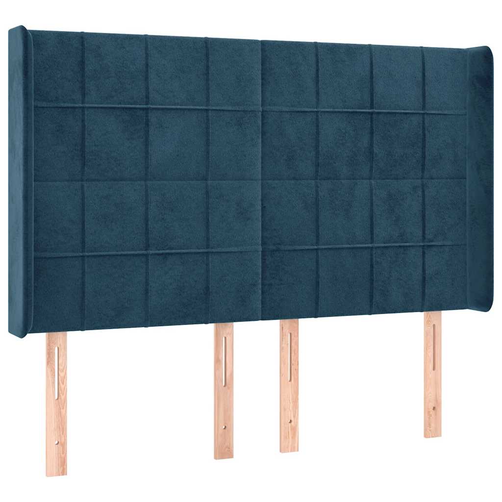 Krevet box spring s madracem LED tamnoplavi 140x200 cm baršun