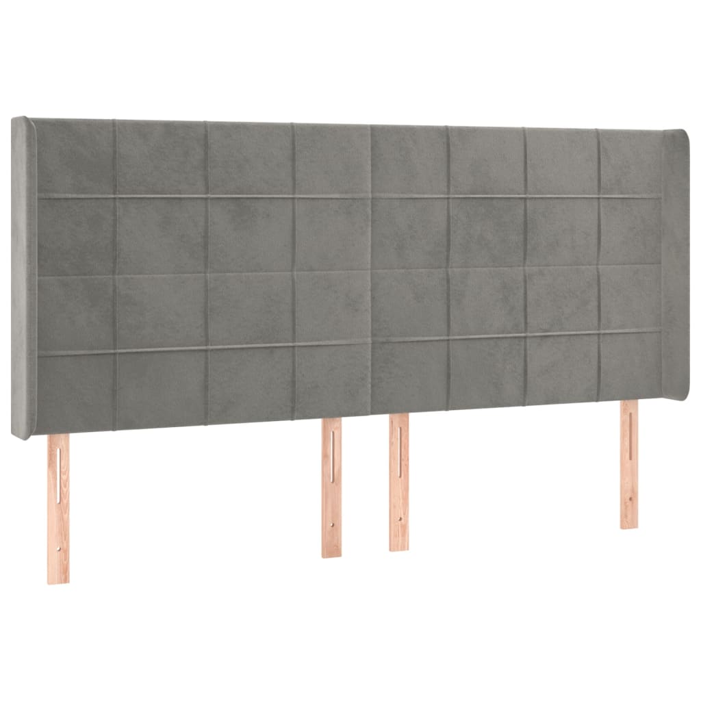 Krevet box spring s madracem LED svjetlosivi 160x200 cm baršun