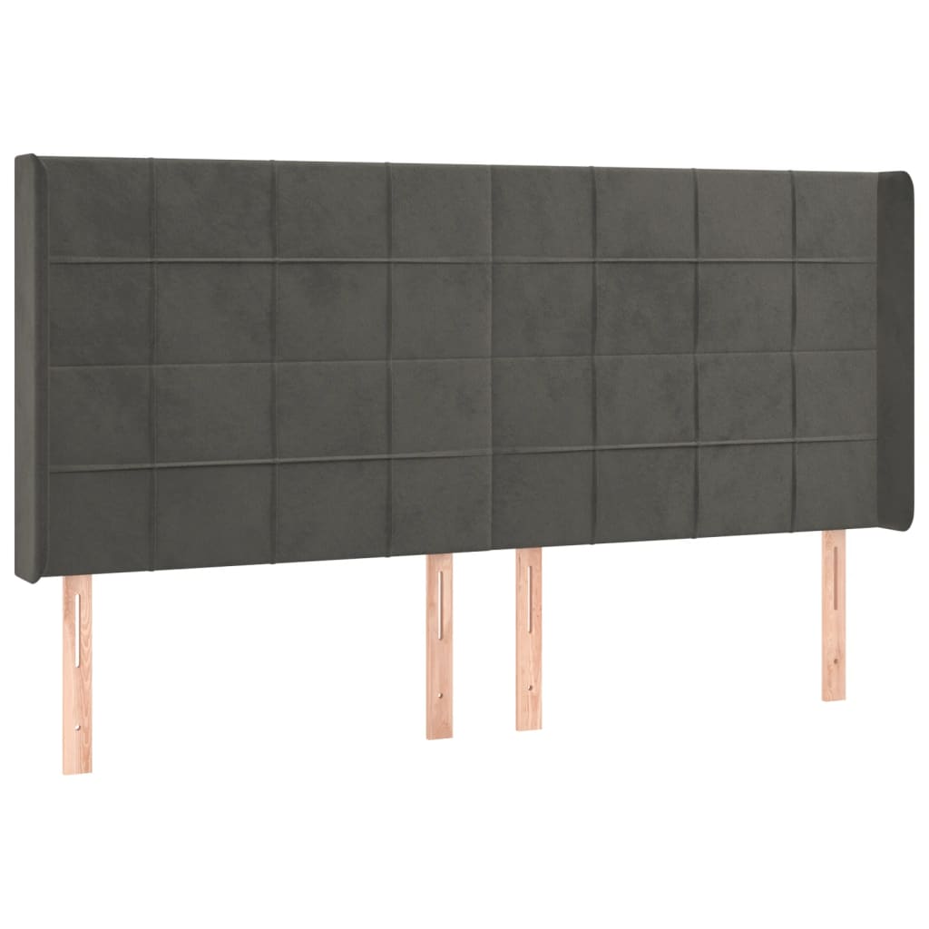 Krevet box spring s madracem LED tamnosivi 180x200 cm baršun