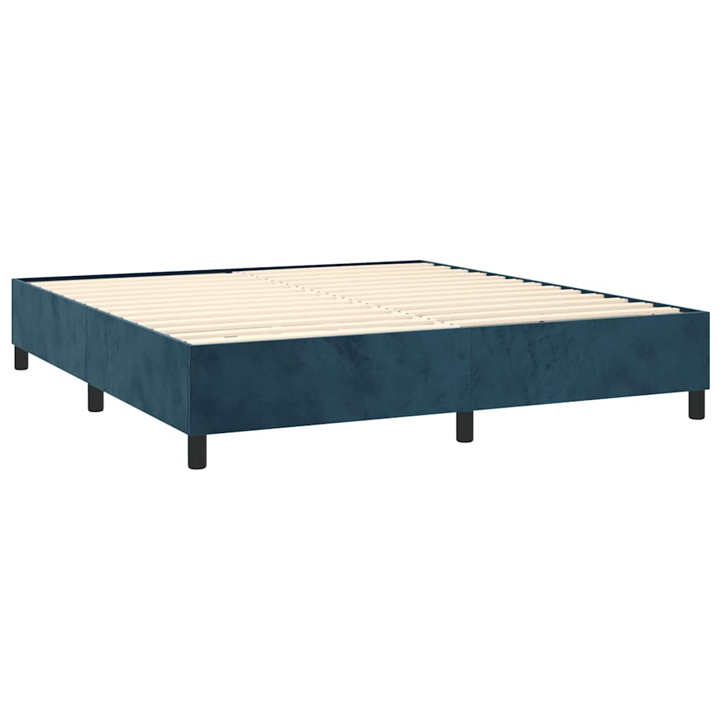 Krevet box spring s madracem LED tamnoplavi 180x200 cm baršun