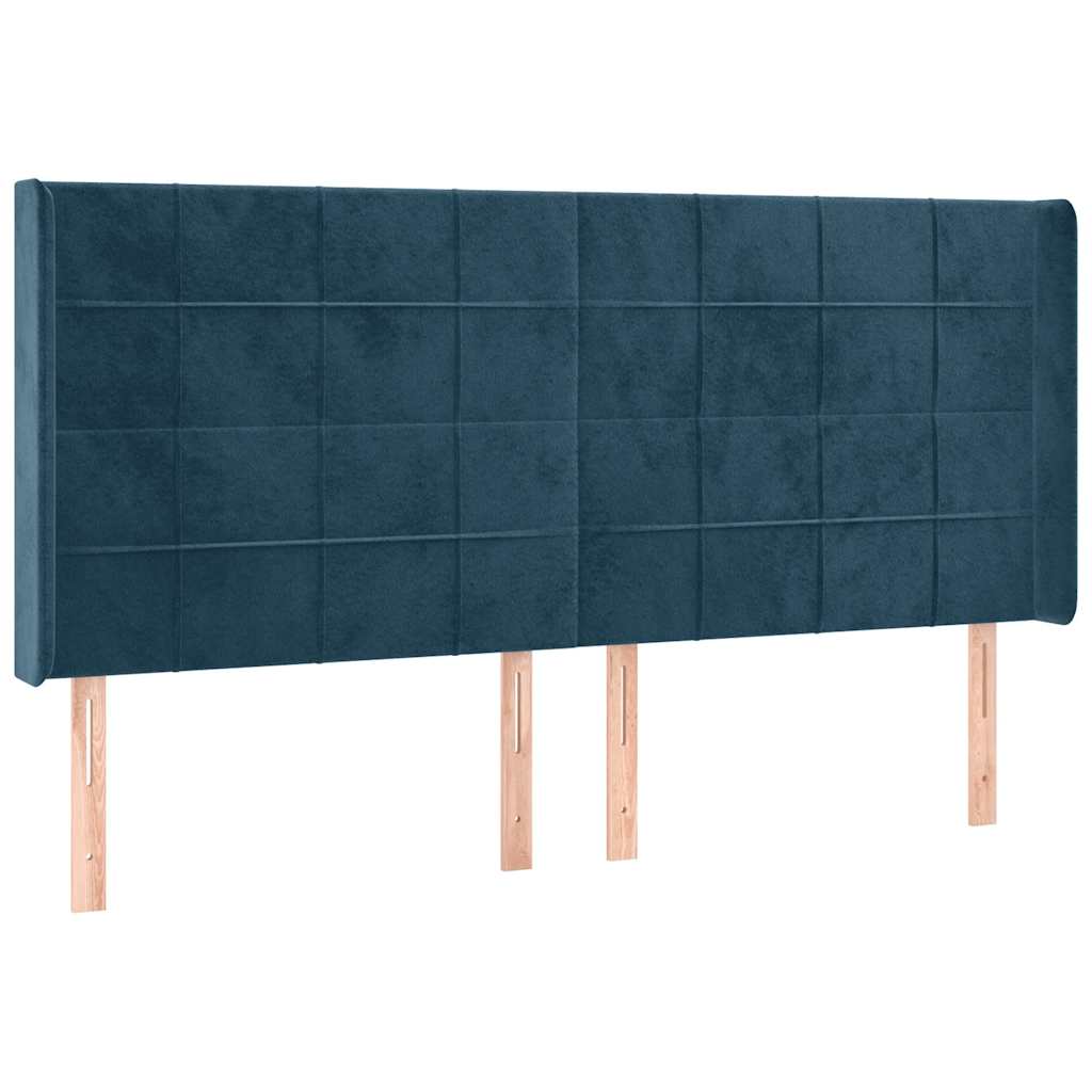 Krevet box spring s madracem LED tamnoplavi 180x200 cm baršun