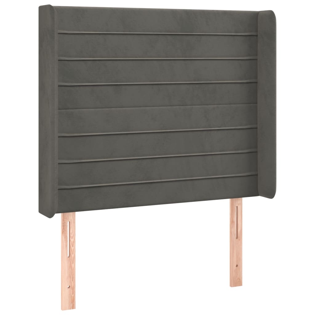 Krevet box spring s madracem LED tamnosivi 90x200 cm baršun