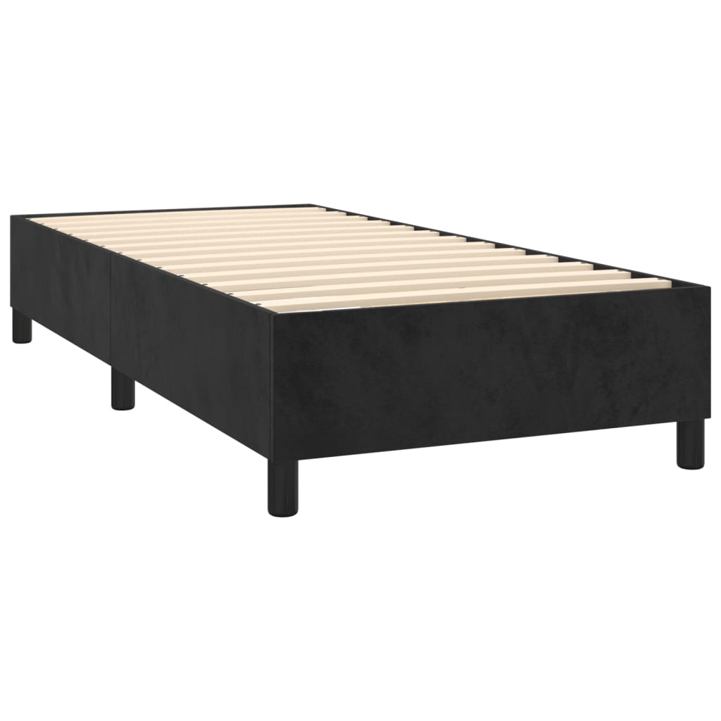 Krevet box spring s madracem LED crni 90x200 cm baršun