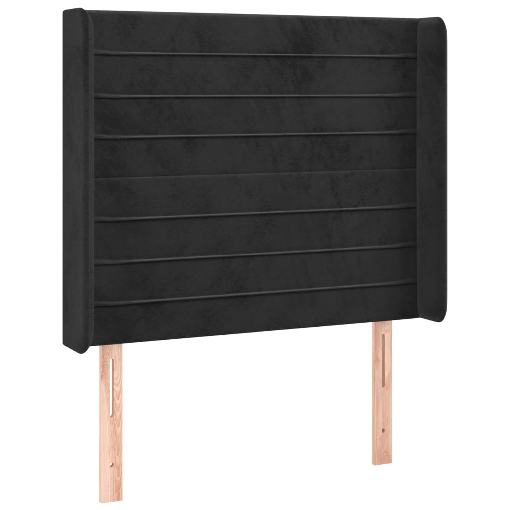 Krevet box spring s madracem LED crni 90x200 cm baršun