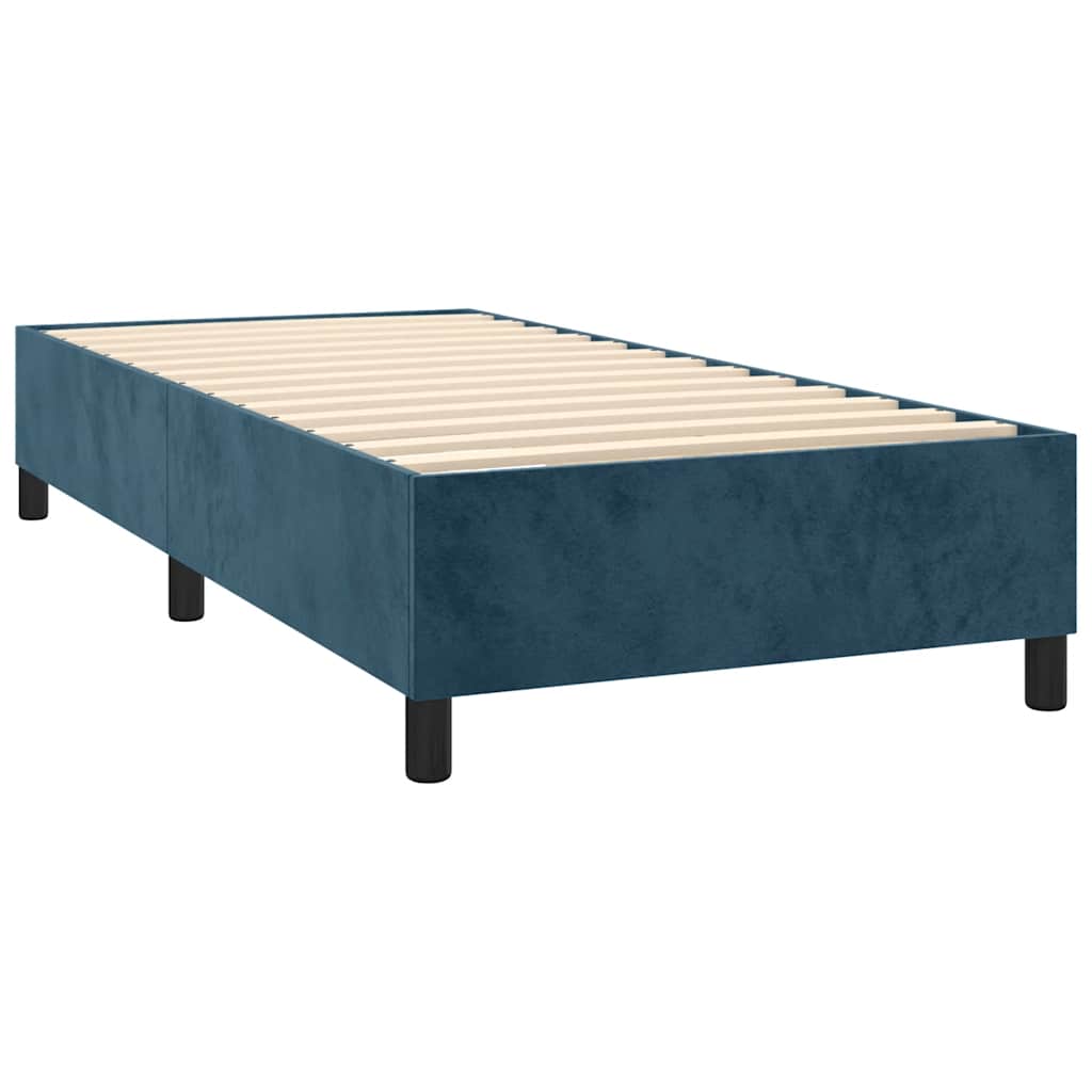 Krevet box spring s madracem LED tamnoplavi 90x200 cm baršun