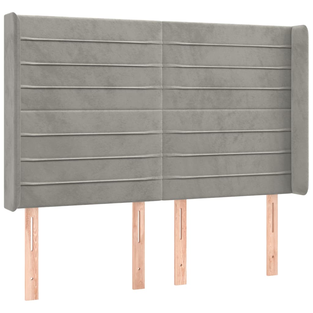 Krevet box spring s madracem LED svjetlosivi 140x190 cm baršun