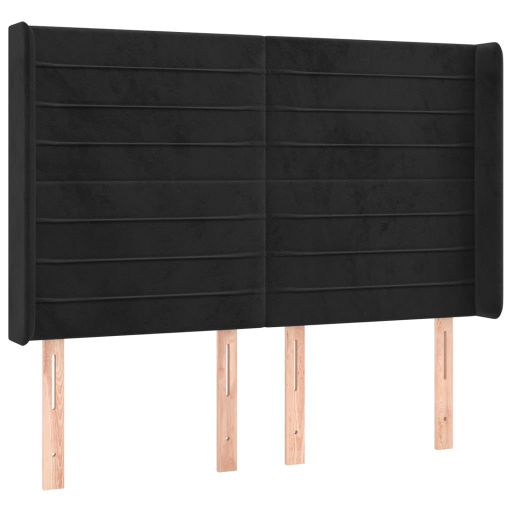 Krevet box spring s madracem LED crni 140x190 cm baršun