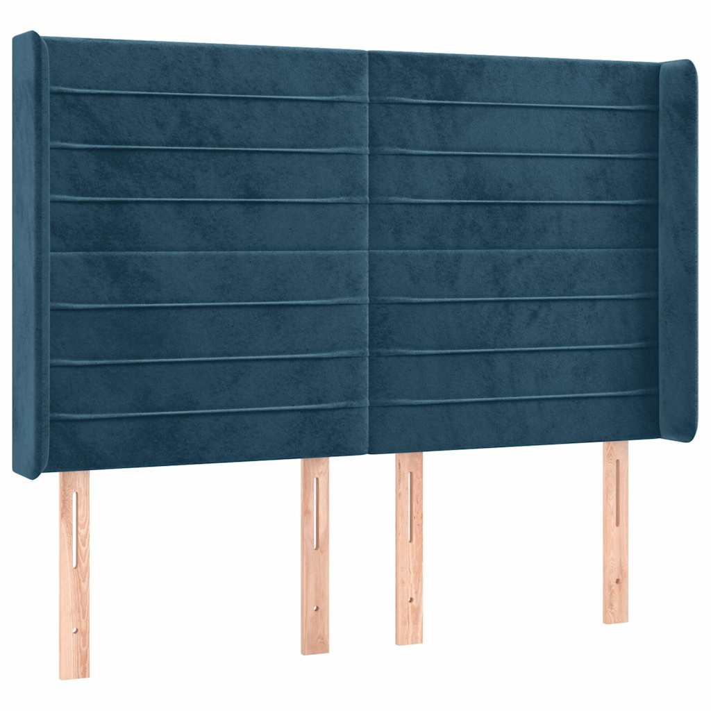 Krevet box spring s madracem LED tamnoplavi 140x200 cm baršun