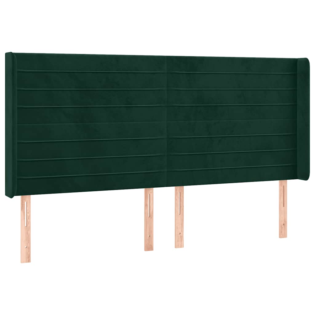 Krevet box spring s madracem LED tamnozeleni 160x200 cm baršun