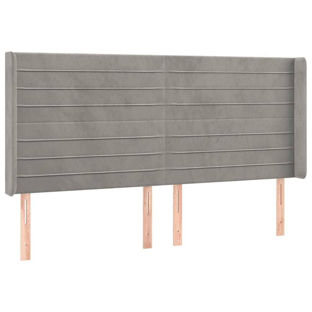 Krevet box spring s madracem LED svjetlosivi 180x200 cm baršun