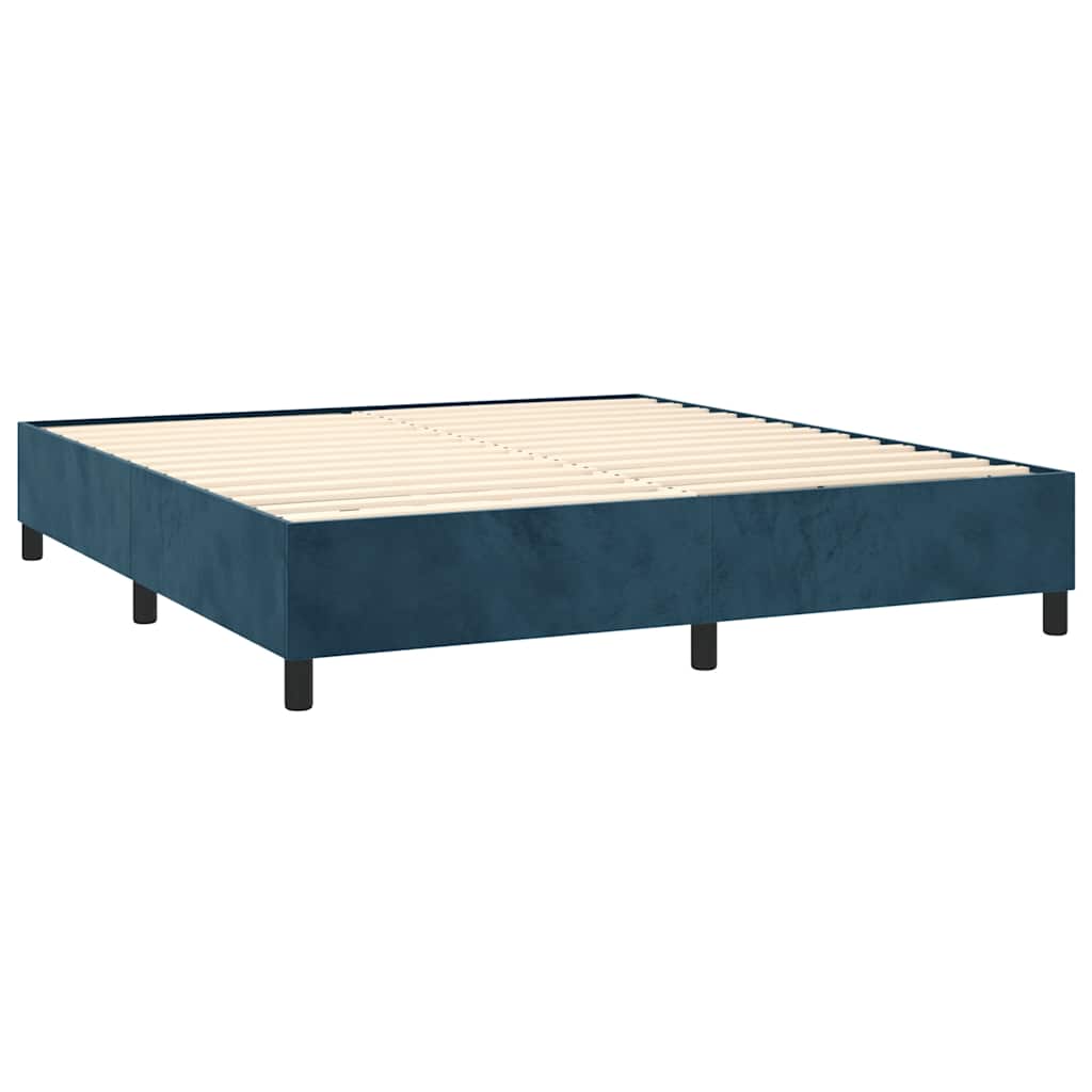 Krevet box spring s madracem LED tamnoplavi 180x200 cm baršun