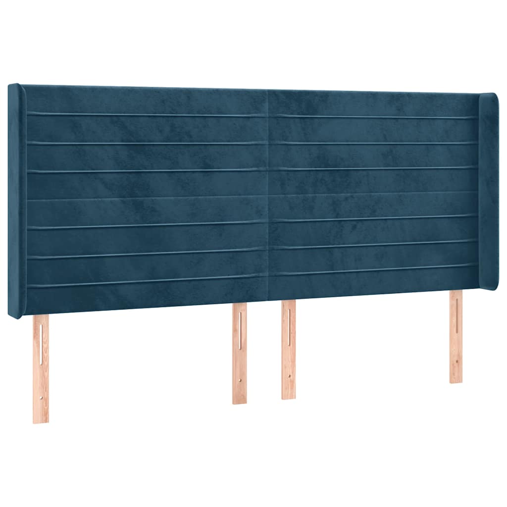 Krevet box spring s madracem LED tamnoplavi 180x200 cm baršun