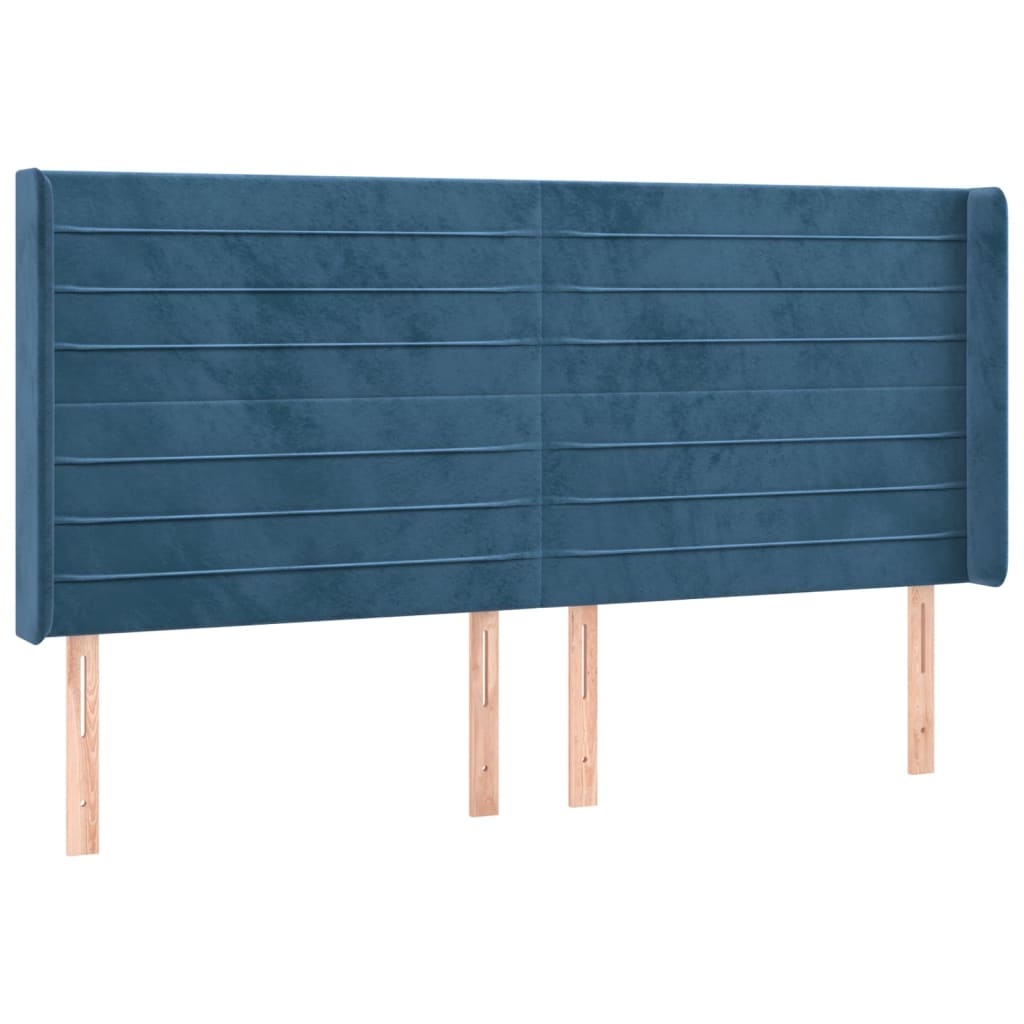 Krevet box spring s madracem LED tamnoplavi 200x200 cm baršun