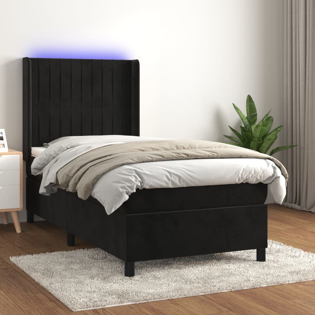 Krevet box spring s madracem LED baršun