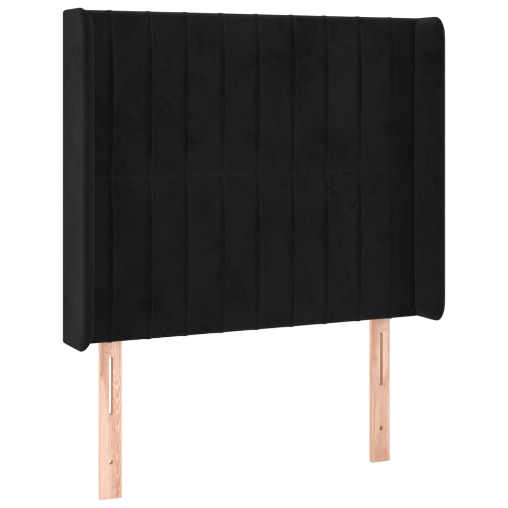 Krevet box spring s madracem LED crni 90x190 cm baršun