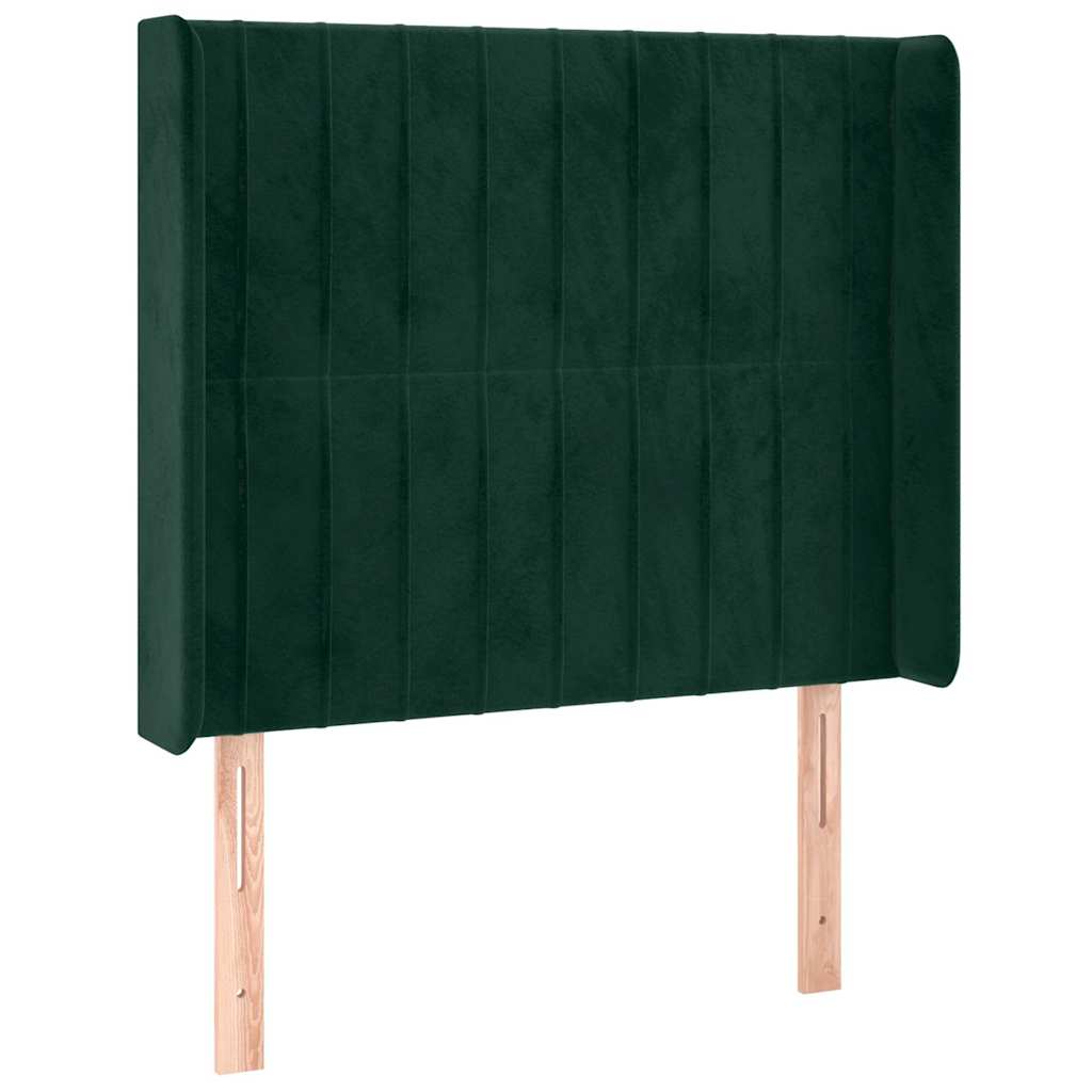 Krevet box spring s madracem LED tamnozeleni 100x200 cm baršun