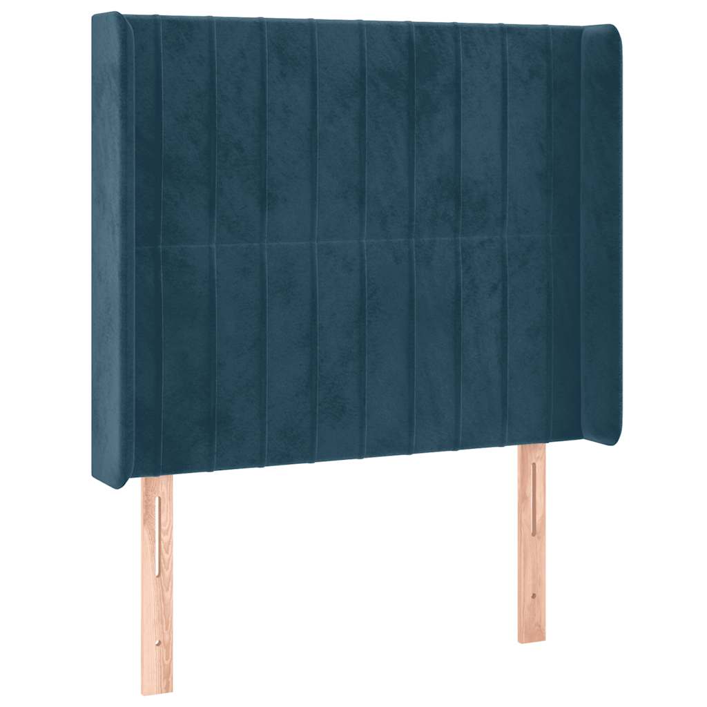 Krevet box spring s madracem LED tamnoplavi 100x200 cm baršun
