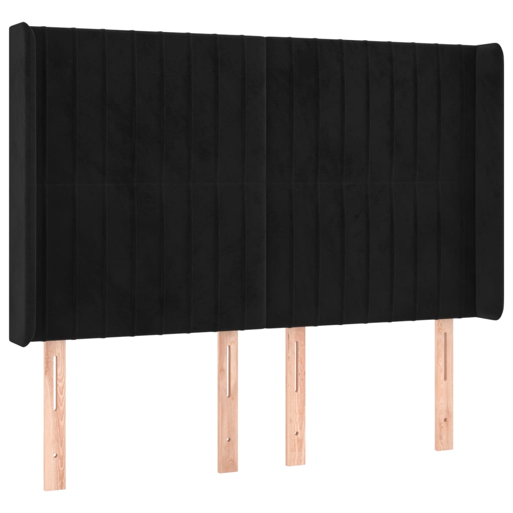 Krevet box spring s madracem LED crni 140x190 cm baršun