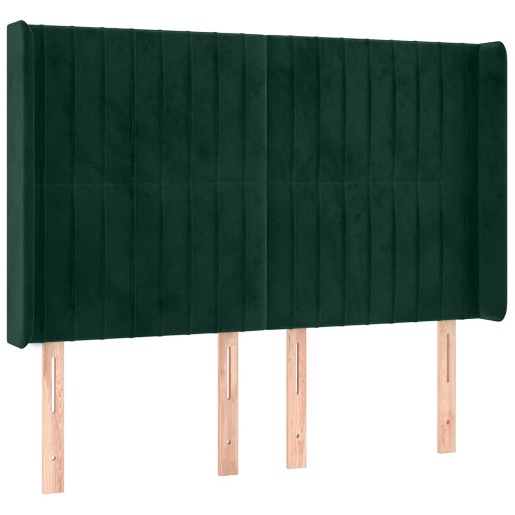 Krevet box spring s madracem LED tamnozeleni 140x190 cm baršun
