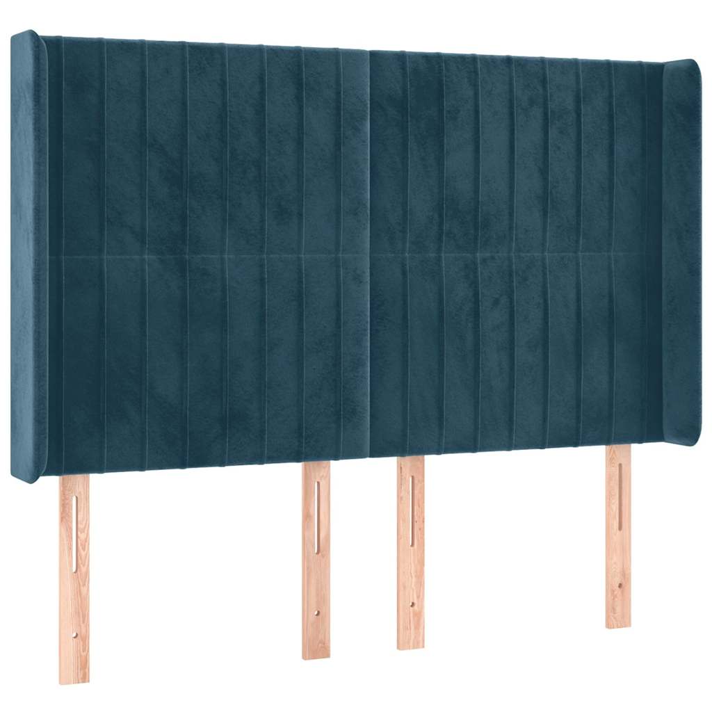 Krevet box spring s madracem LED tamnoplavi 140x190 cm baršun