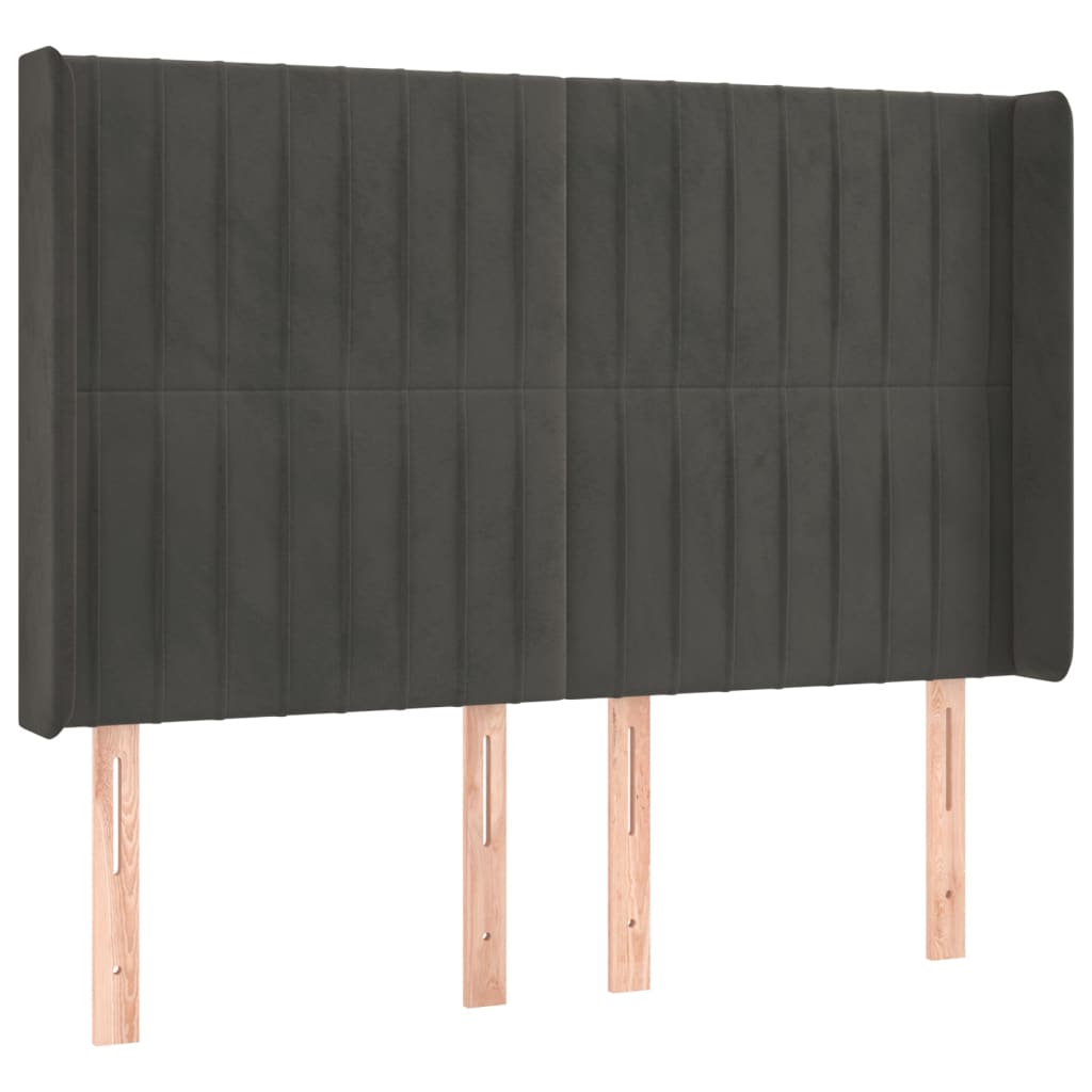 Krevet box spring s madracem LED tamnosivi 140x200 cm baršun
