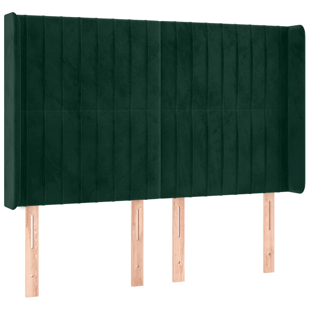 Krevet box spring s madracem LED tamnozeleni 140x200 cm baršun