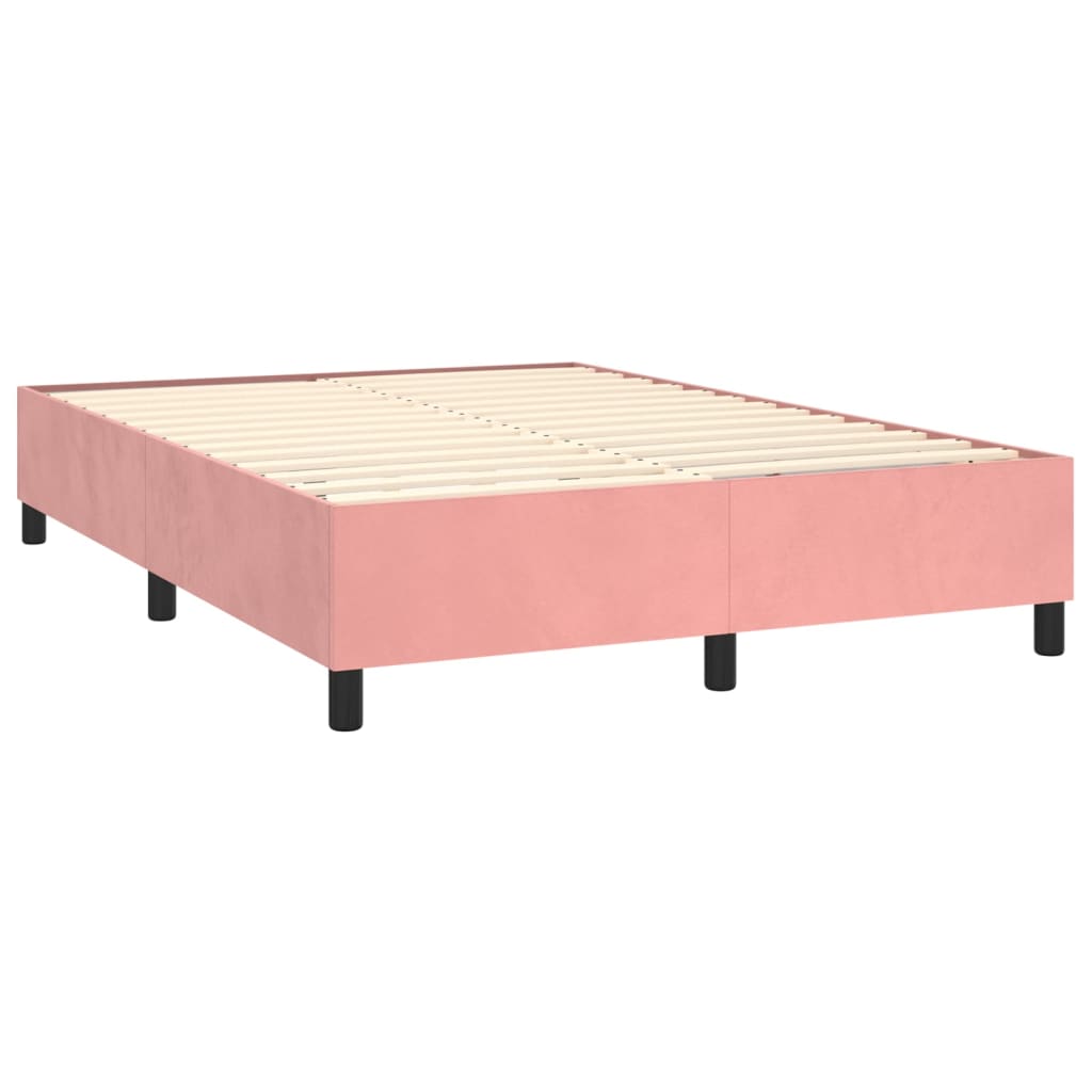 Krevet box spring s madracem LED ružičasti 140x200cm baršunasti